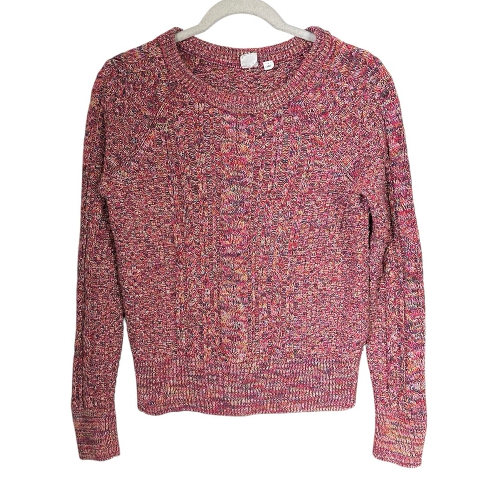 Gap Womens Sz Small Rainbow Cable Knit Pullover Marled Chunky Textured Sweater